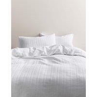 M&S Pure Cotton Striped Matelass Bedding Set White