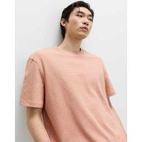 M&S Relaxed Fit Cotton Rich Ultimate Performance Striped T-Shirt Burnt Orange