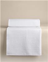 M&S Cotton with Linen Ribbed Bedspread with Linen White