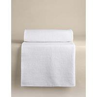 M&S Cotton with Linen Ribbed Bedspread with Linen White