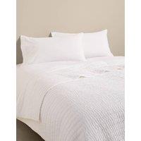 M&S Linen Blend Quilted Bedspread White