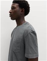 M&S Relaxed Pure Cotton Garment Dyed T-Shirt Emerald