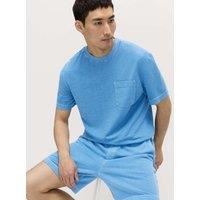 M&S Relaxed Pure Cotton Garment Dyed T-Shirt Azure Blue
