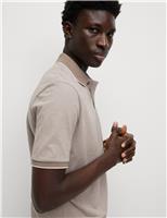 M&S Ultimate Tipped Pique Polo Shirt Dark Green Mix