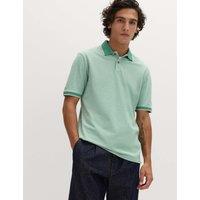 M&S Ultimate Tipped Pique Polo Shirt Dark Green Mix