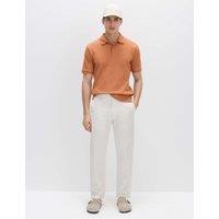 M&S Cotton Rich Textured Knitted Polo Shirt Burnt Orange