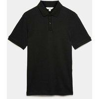 M&S Cotton Rich Textured Knitted Polo Shirt Black