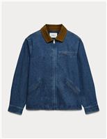 M&S Denim Harrington Jacket Mid Blue
