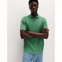 M&S Pure Cotton Garment Dyed Polo Shirt Emerald
