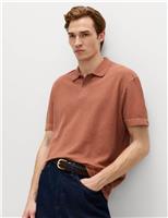 M&S Pure Cotton Garment Dyed Polo Shirt Ecru