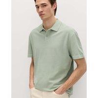 M&S Pure Cotton Garment Dyed Polo Shirt Pistachio