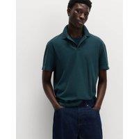M&S Pure Cotton Garment Dyed Polo Shirt Dark Petrol