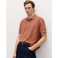 M&S Pure Cotton Garment Dyed Polo Shirt Rust
