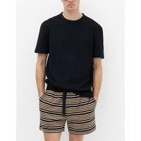 M&S Cotton Rich Variegated Stripe Shorts Black
