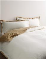 M&S Pure Cotton Crepe Contrast Bedding Set Natural Mix