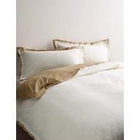 M&S Pure Cotton Crepe Contrast Bedding Set Natural Mix