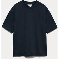 M&S Relaxed Fit Cotton Rich Crew Neck T-Shirt Navy