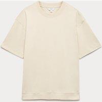 M&S Relaxed Fit Cotton Rich Crew Neck T-Shirt Ecru
