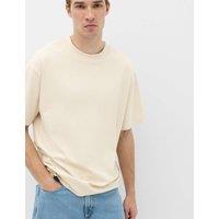M&S Relaxed Fit Heavy Weight Crew Neck T-Shirt Ecru