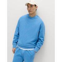 M&S Pure Cotton Garment Dye Sweatshirt Azure Blue