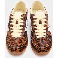 M&S Leather Hair On Leopard Print Trainers Brown Mix