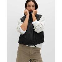 M&S Padded Hooded Cropped Gilet Black