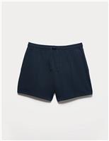 M&S Cotton Rich Pique Shorts Navy