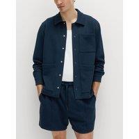 M&S Cotton Rich Pique Shorts Navy