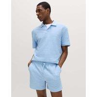 M&S Boucl Cotton Rich Shorts Powder Blue