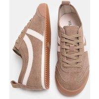 M&S Suede Lace Up Side Detail Runner Trainers Taupe