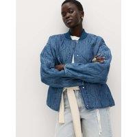 M&S Pure Cotton Quilted Waisted Jacket Medium Indigo