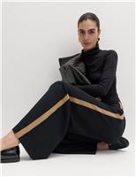 M&S Side Stripe Wide Leg Trousers Black Mix