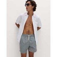 M&S Quick Dry Geometric Print Swim Shorts Light Green Mix