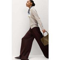 M&S Satin Crinkle Palazzo Trousers Raisin