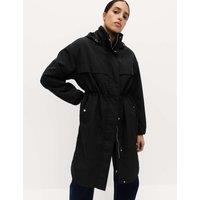 M&S Shower Resistant Lightweight Hooded Longline Utility Parka Black