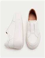 M&S Leather Slip On Platform Trainers White