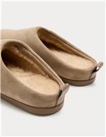 Faux Fur Lined Back Tab Mule Slippers
