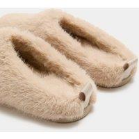 M&S Faux Fur Back Tab Mule Slippers Mink