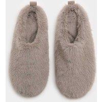M&S Faux Fur Back Tab Mule Slippers Light Grey