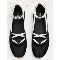 M&S Ankle Tie Ballet Trainers Black