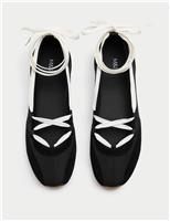M&S Ankle Tie Ballet Trainers Black
