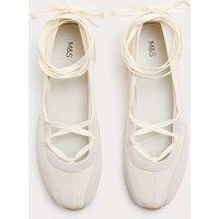 M&S Ankle Tie Ballet Trainers White