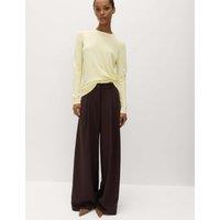 M&S Side Stripe Wide Leg Trousers Brown Mix