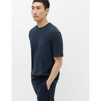 M&S Relaxed Fit Linen T-Shirt Navy