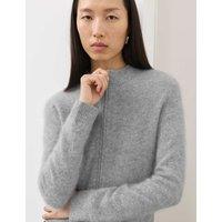 M&S Wool Rich Brushed Zip Up Cardigan with Cashmere Mid Grey Marl