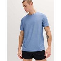 Goodmove Activewear Jacquard Mesh Stripe T-Shirt Medium Blue