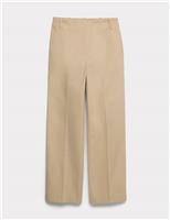 M&S Cotton Rich Straight Leg Ankle Grazer Trousers Sandstone