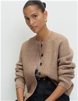 Cloud-Yarn Textured Crew Neck Cardigan