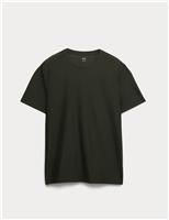 Goodmove Activewear Jacquard Mesh Stripe T-Shirt Dark Khaki