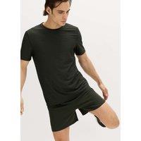 Goodmove Activewear Jacquard Mesh Stripe T-Shirt Dark Khaki